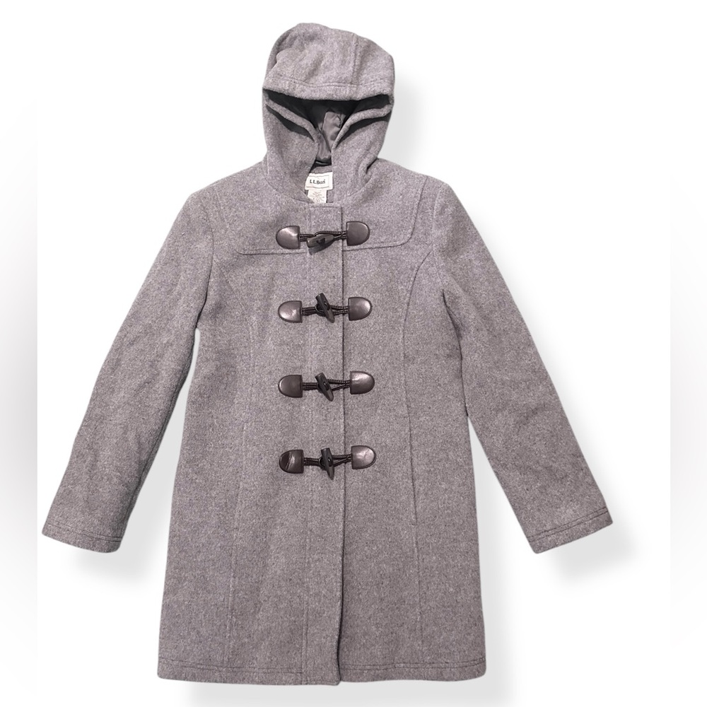 L.L. Bean Classic Lambswool Duffel Coat - Gray Heather size 4P (fits like 2P)